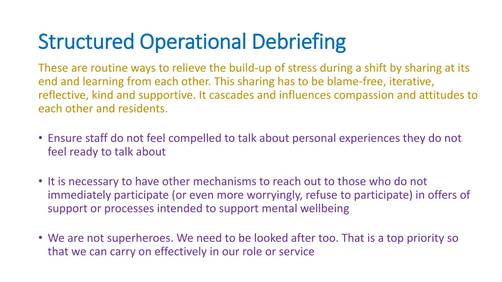 structured operational debriefing structured