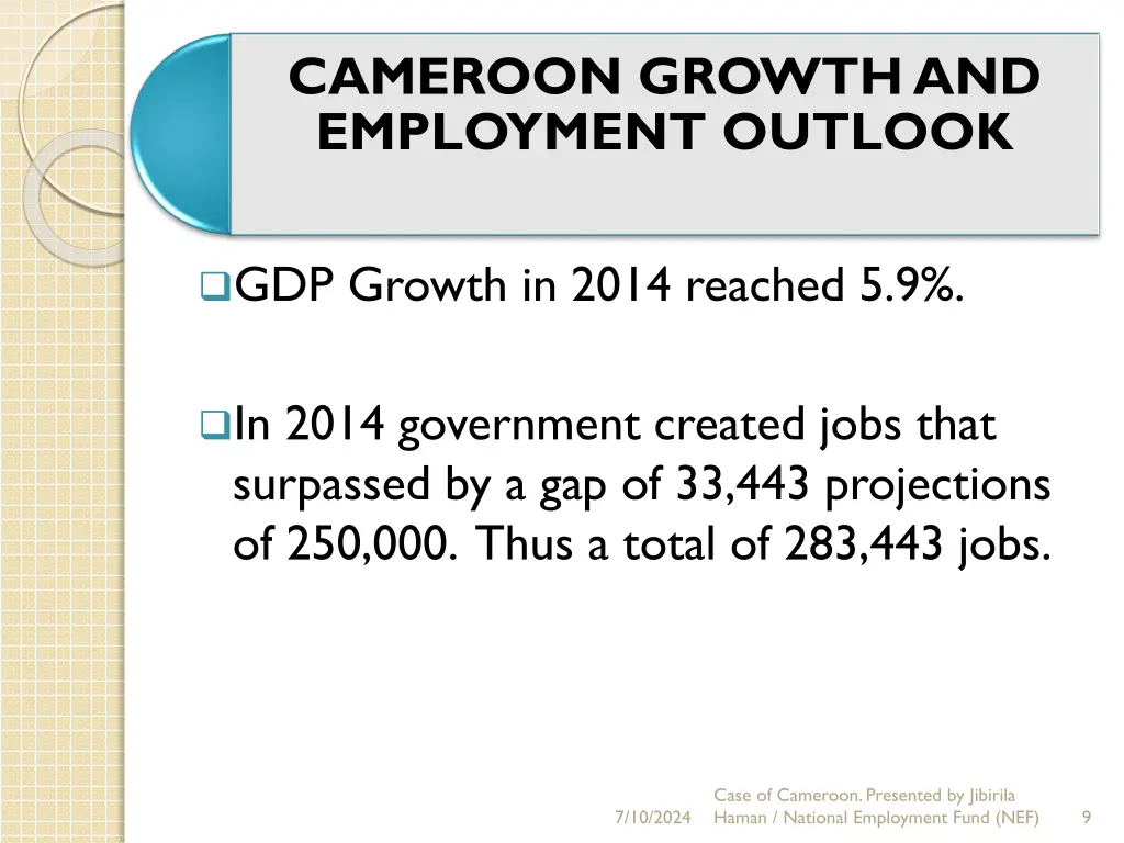 cameroon growth and employment outlook