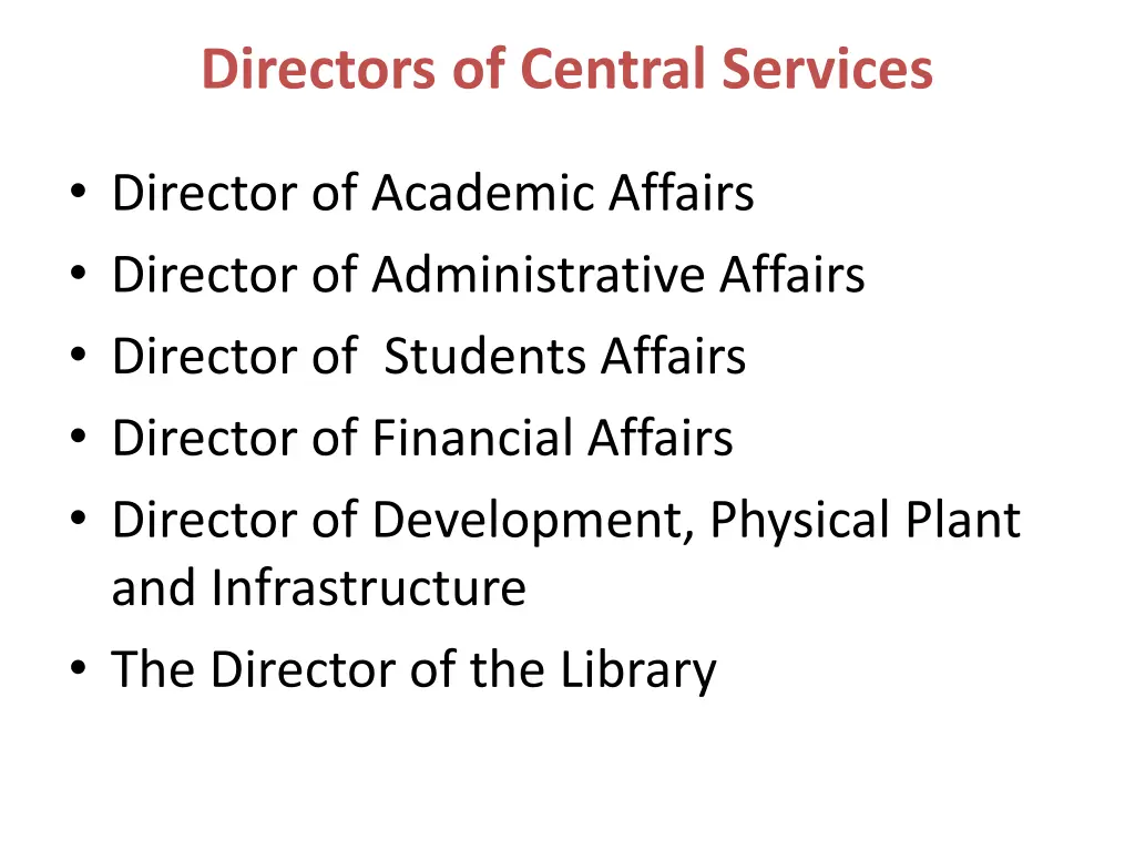 directors of central services