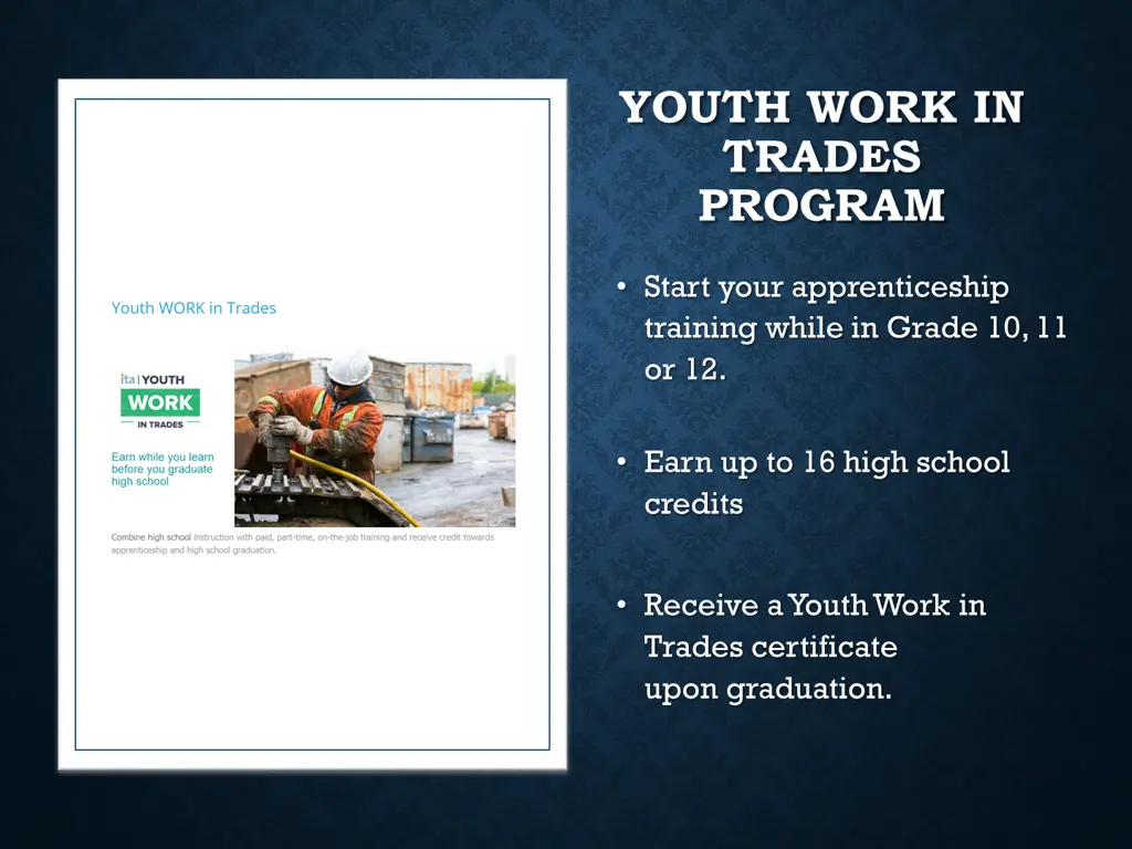 youth work in trades program