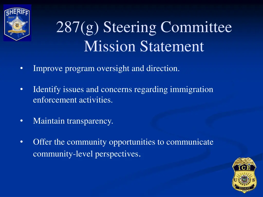 287 g steering committee mission statement