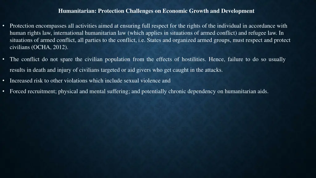 humanitarian protection challenges on economic