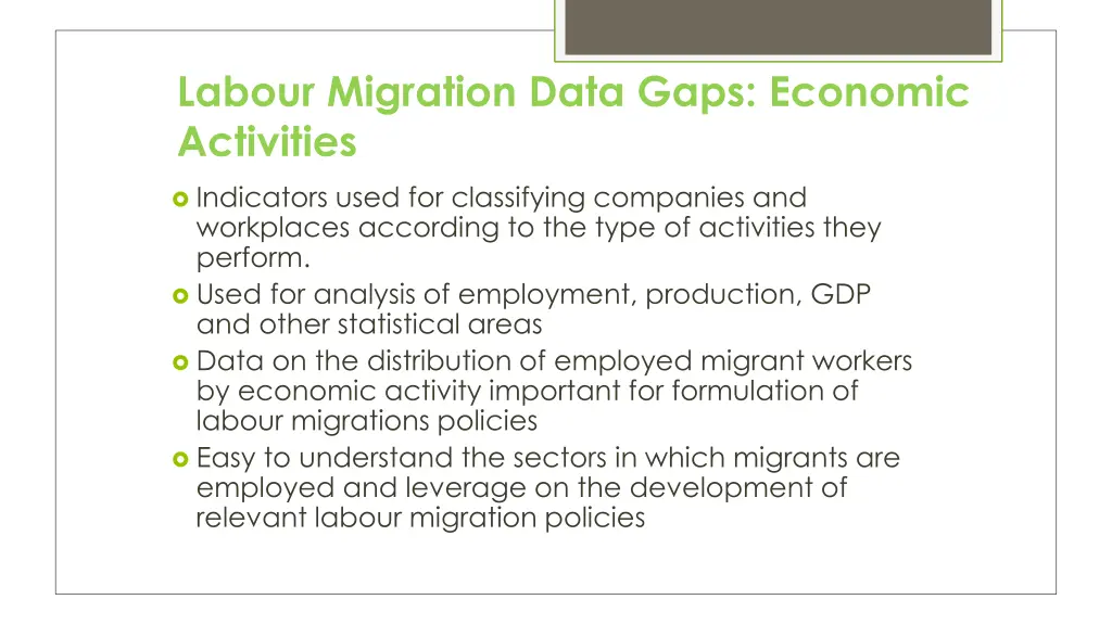 labour migration data gaps economic activities