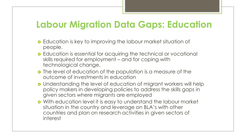 labour migration data gaps education