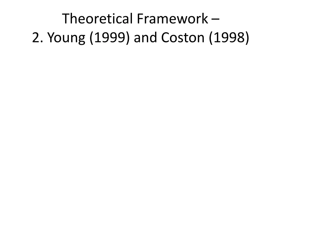 theoretical framework 2 young 1999 and coston 1998