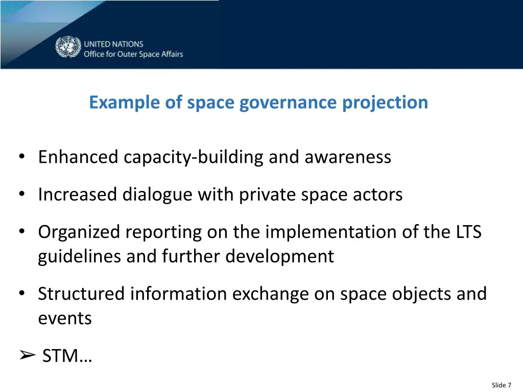 example of space governance projection