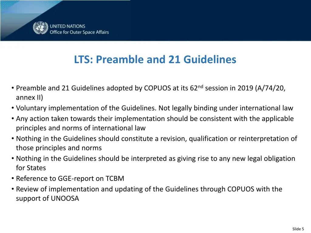 lts preamble and 21 guidelines