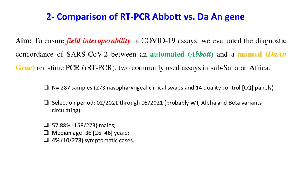 2 comparison of rt pcr abbott vs da an gene