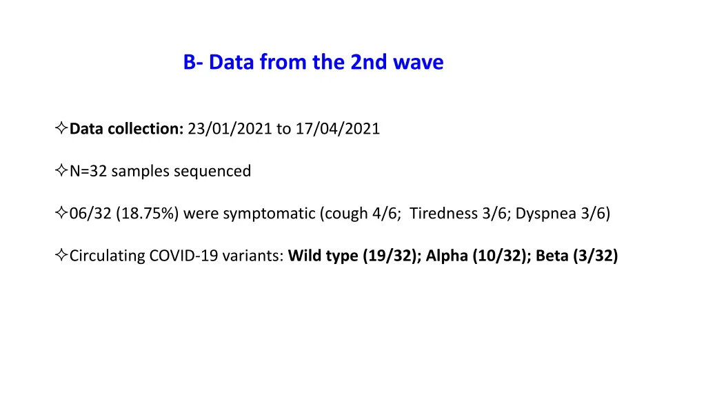 b data from the 2nd wave