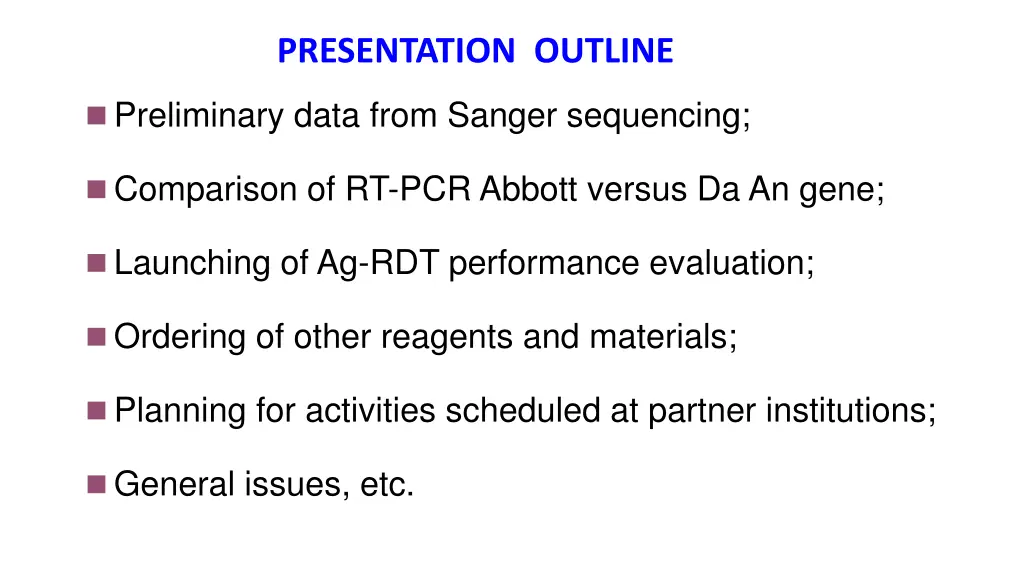 presentation outline