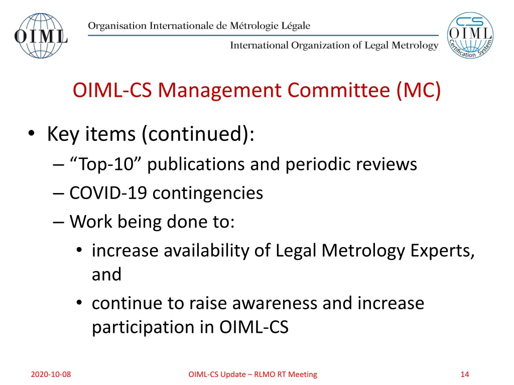 oiml cs management committee mc 1