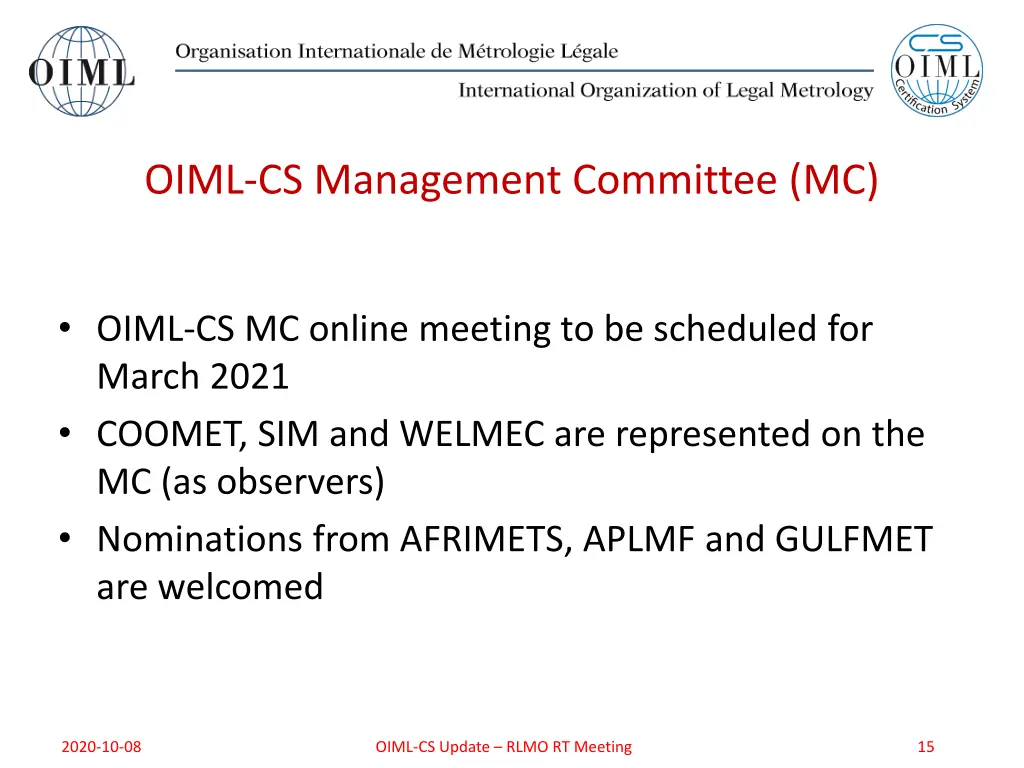 oiml cs management committee mc 2