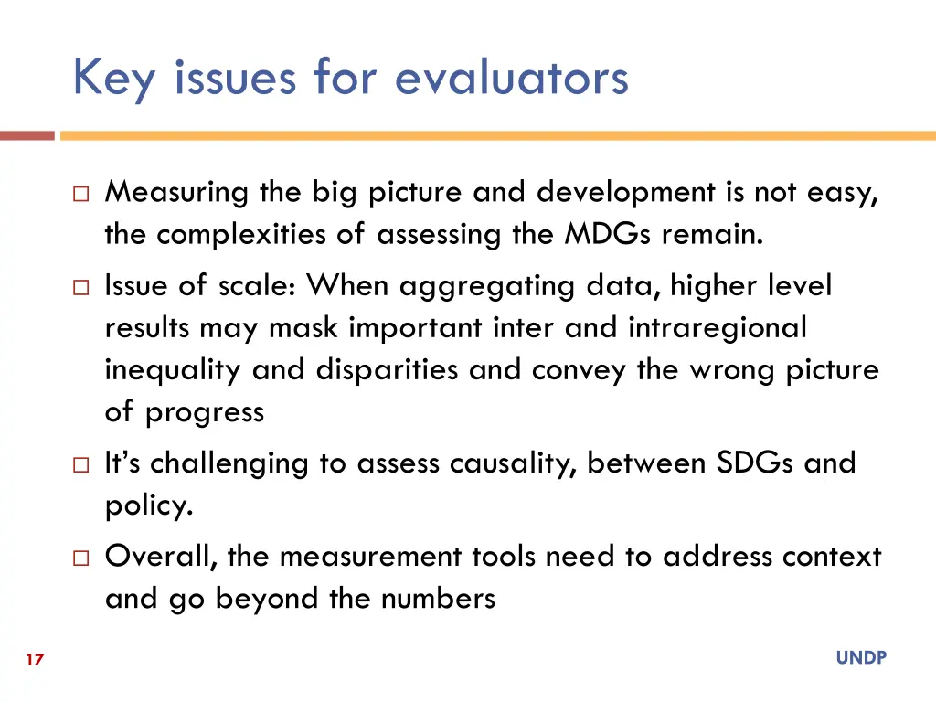 key issues for evaluators