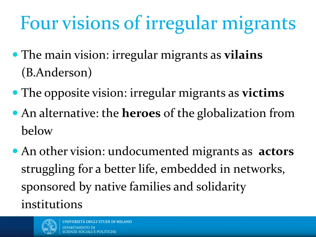 four visions of irregular migrants