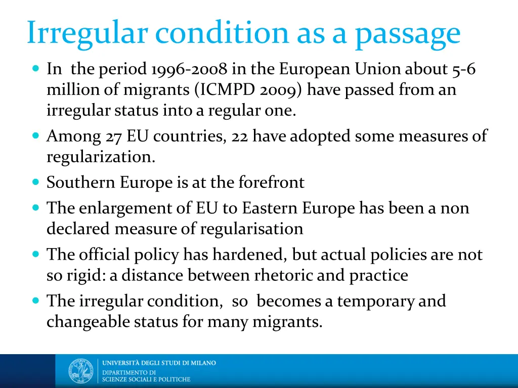 irregular condition as a passage