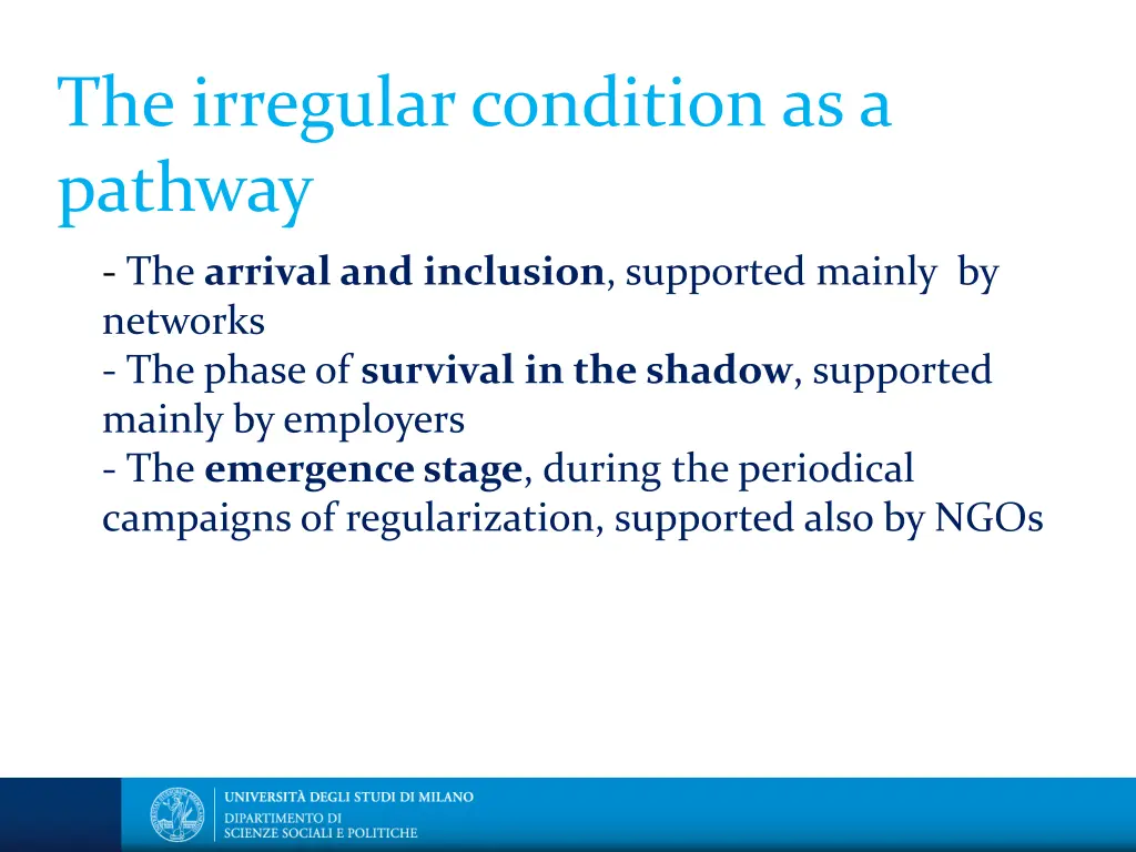 the irregular condition as a pathway