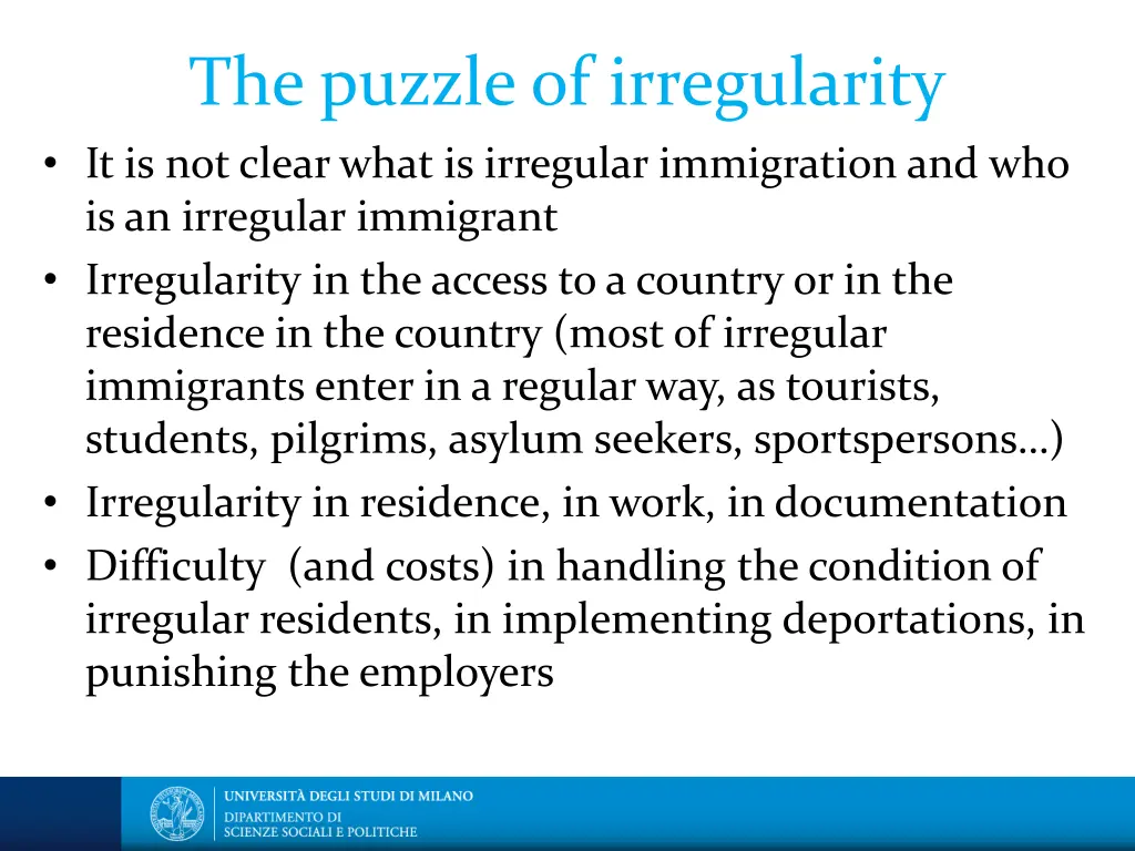 the puzzle of irregularity it is not clear what