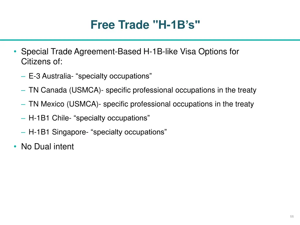 free trade h 1b s