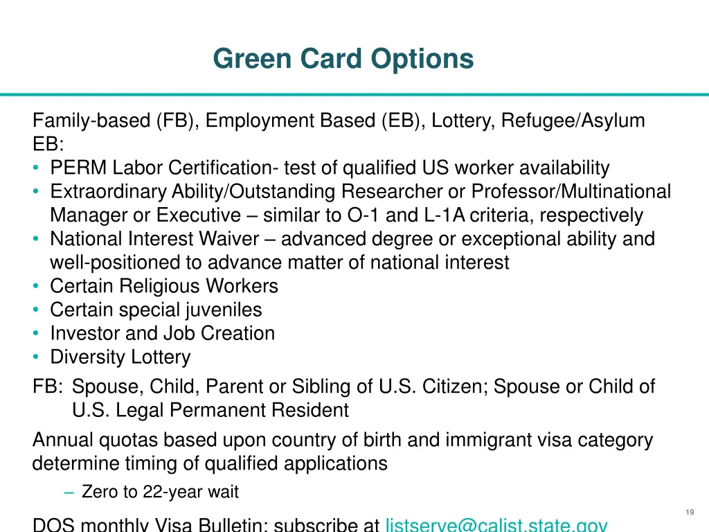 green card options