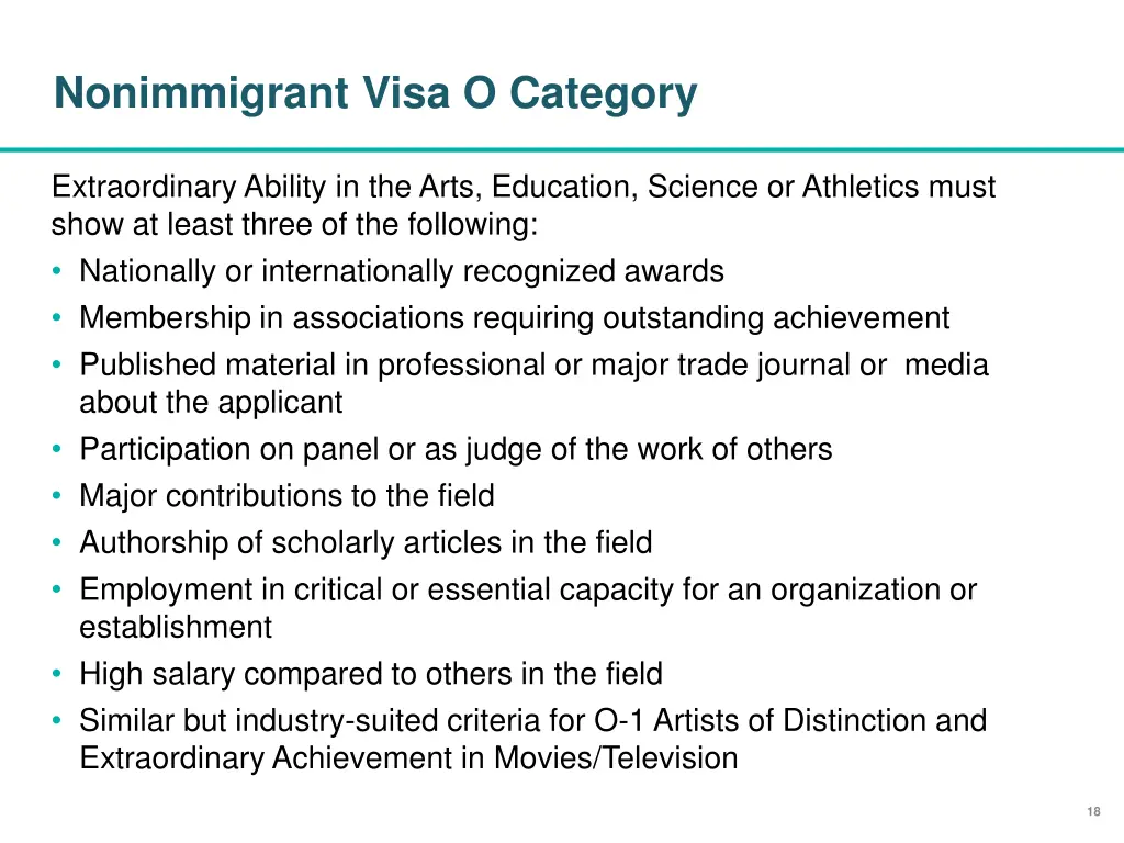 nonimmigrant visa o category 1