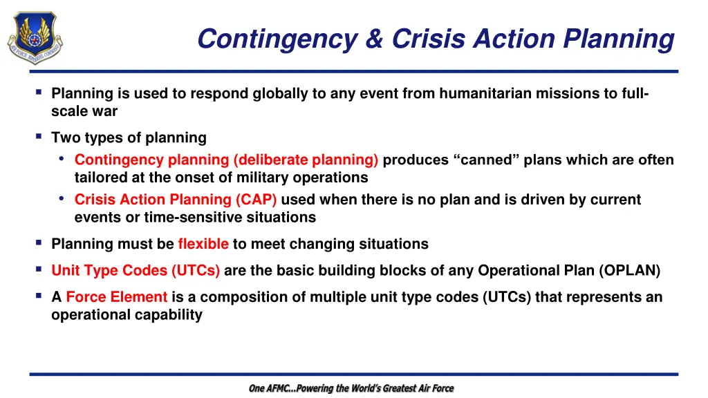 contingency crisis action planning