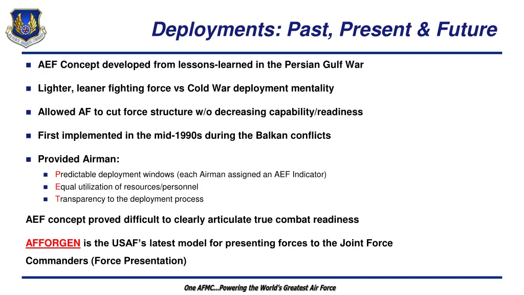 deployments past present future