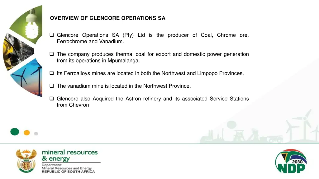 overview of glencore operations sa