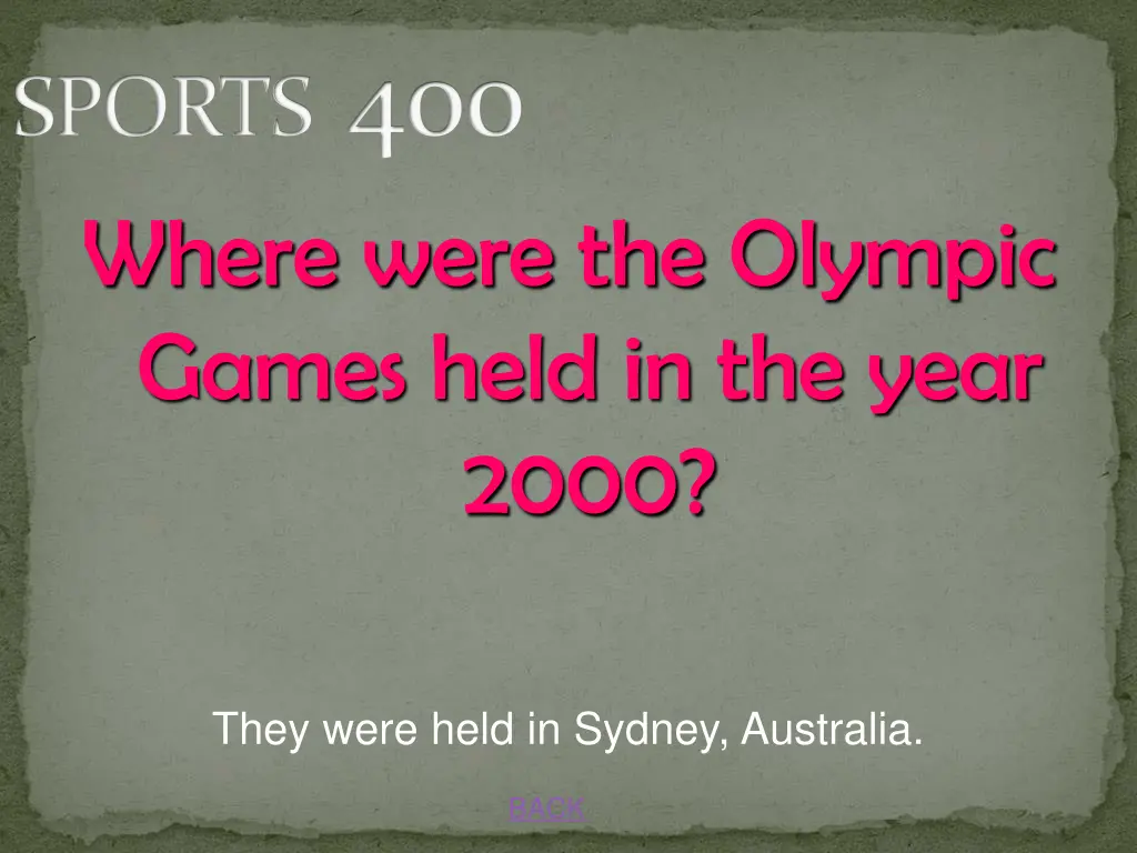 sports 400 where were the olympic games held