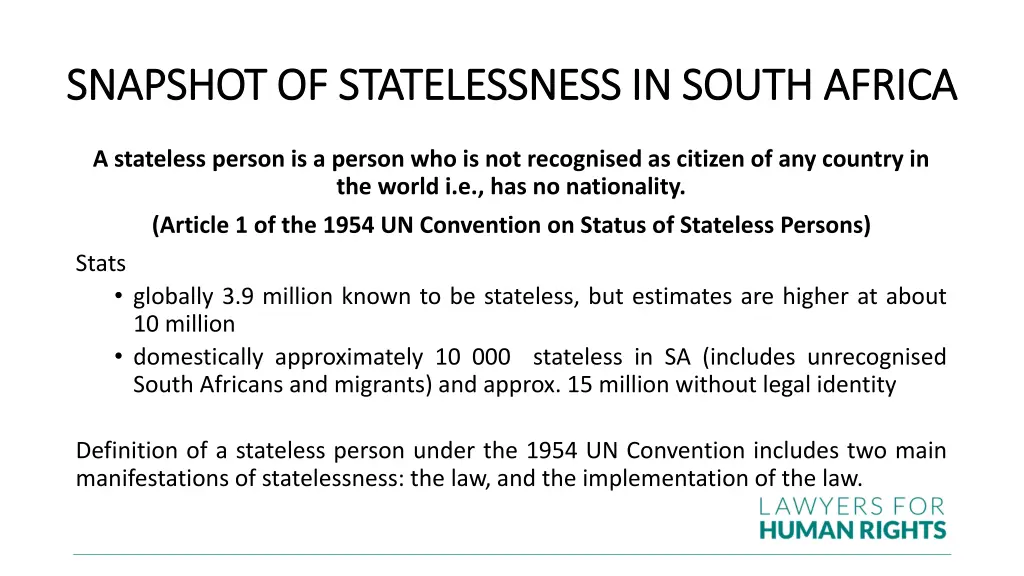 snapshot of statelessness in south africa