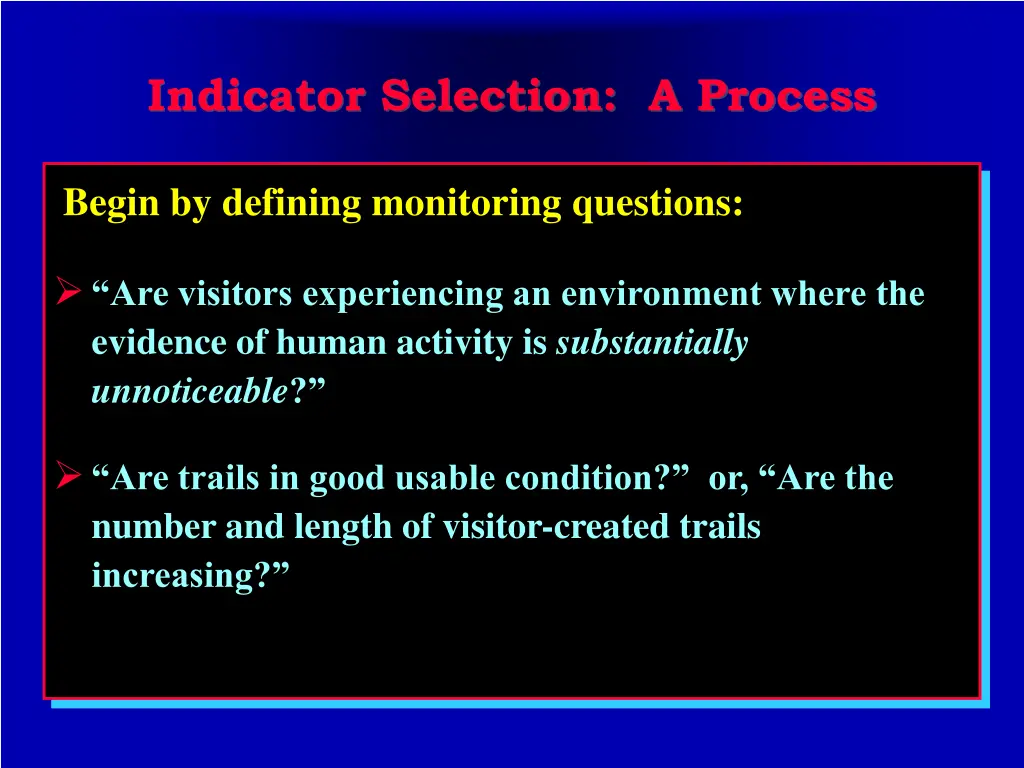 indicator selection a process