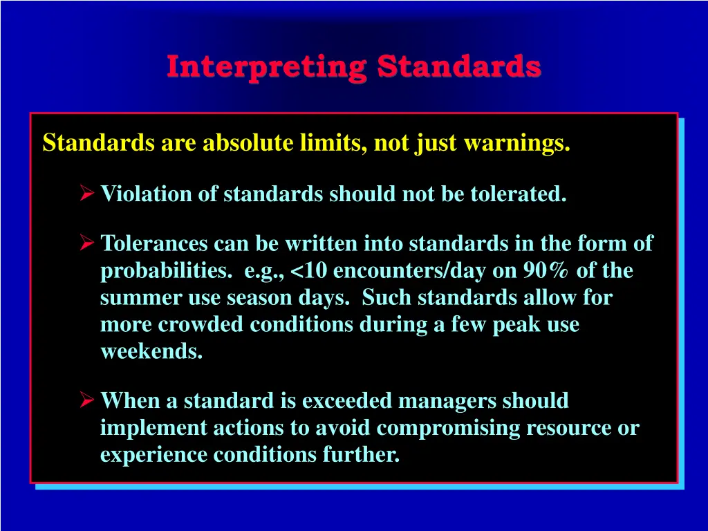 interpreting standards