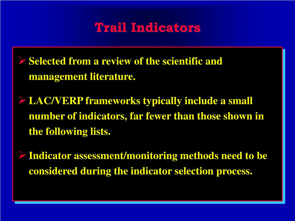 trail indicators