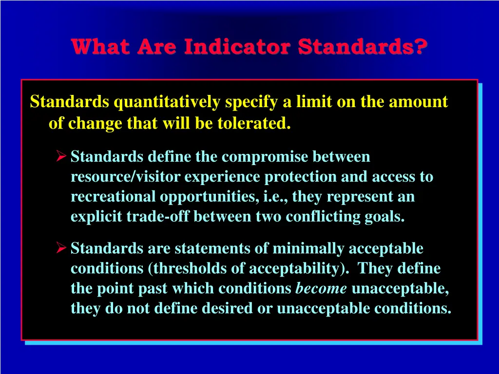 what are indicator standards 2