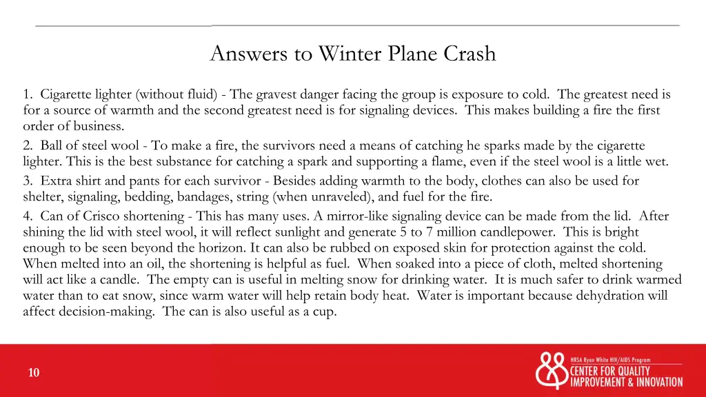 answers to winter plane crash