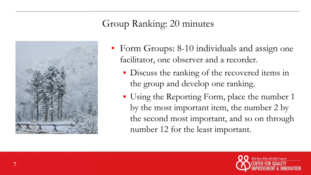 group ranking 20 minutes