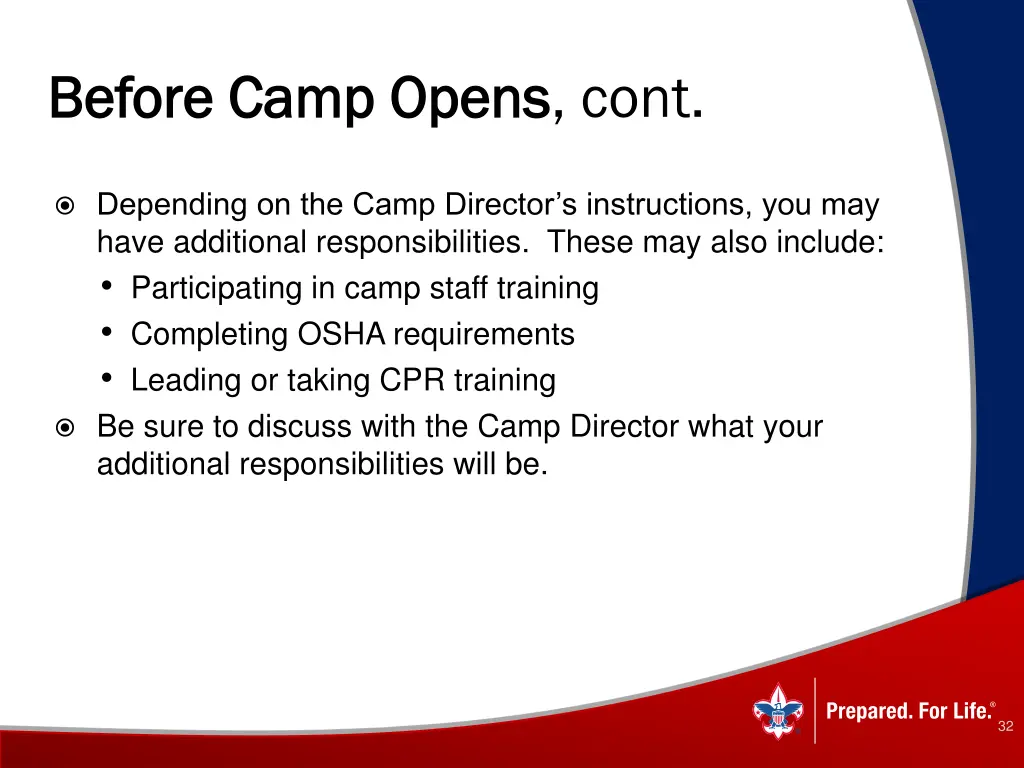 before camp opens before camp opens cont