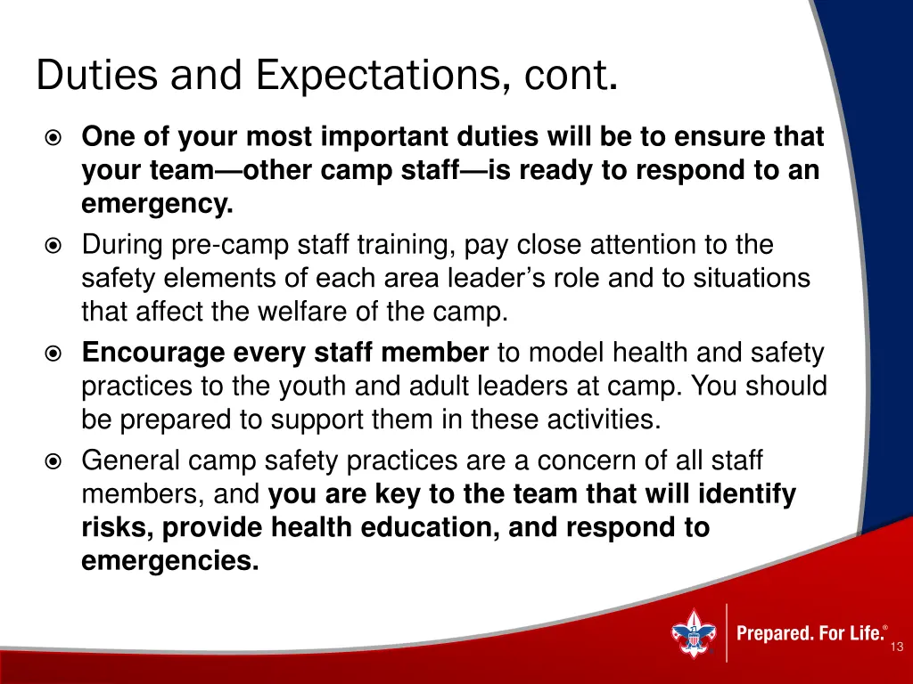 duties and expectations cont