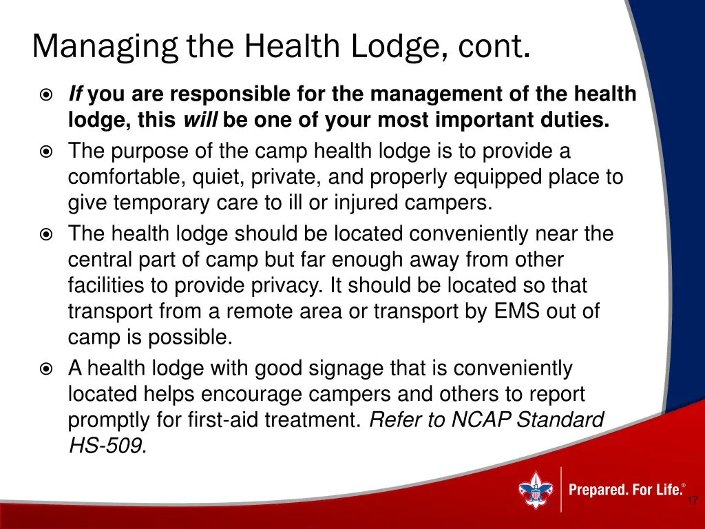 managing the health lodge cont