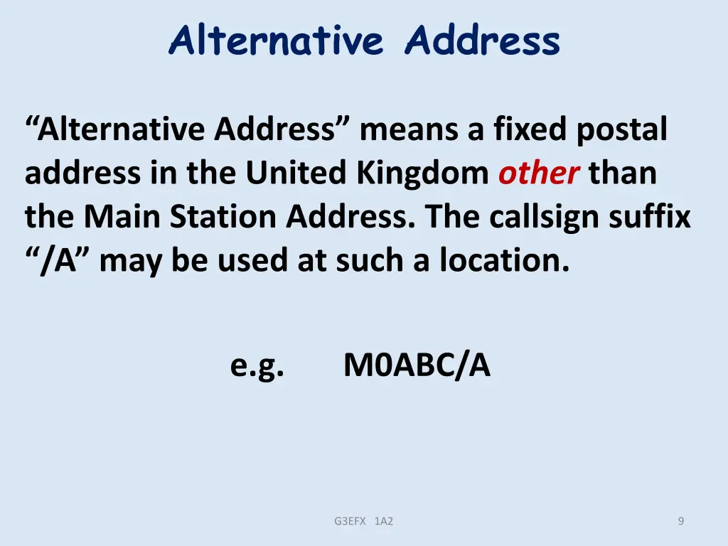 alternative address