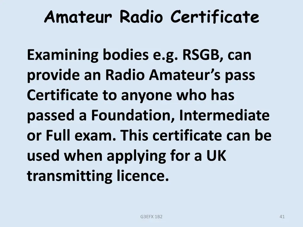 amateur radio certificate