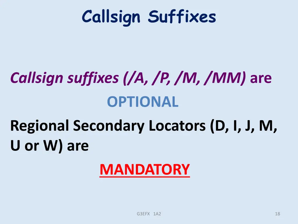 callsign suffixes