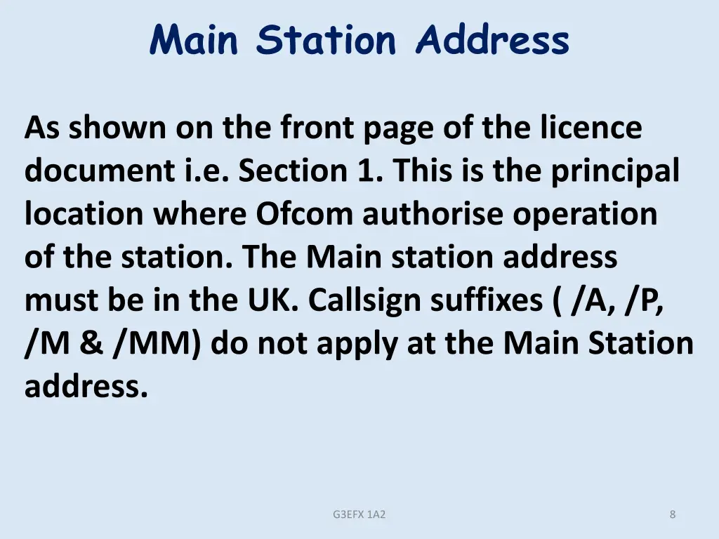 main station address