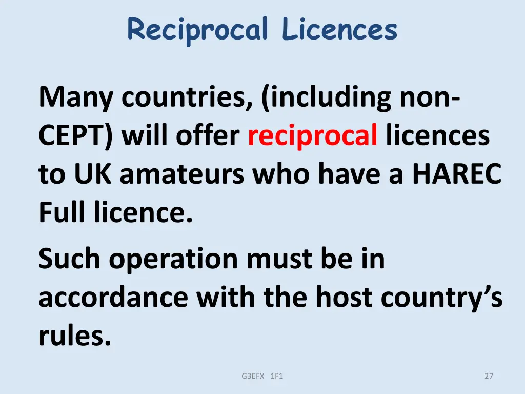 reciprocal licences