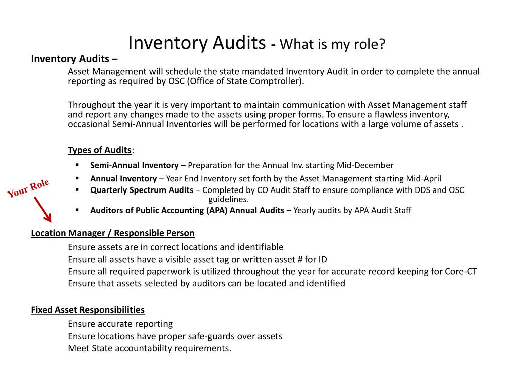 inventory audits what is my role