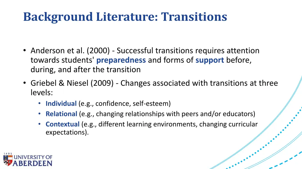 background literature transitions