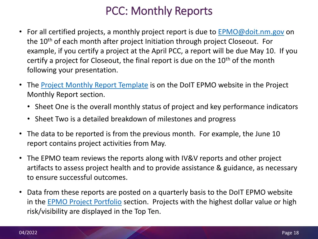 pcc monthly reports pcc monthly reports