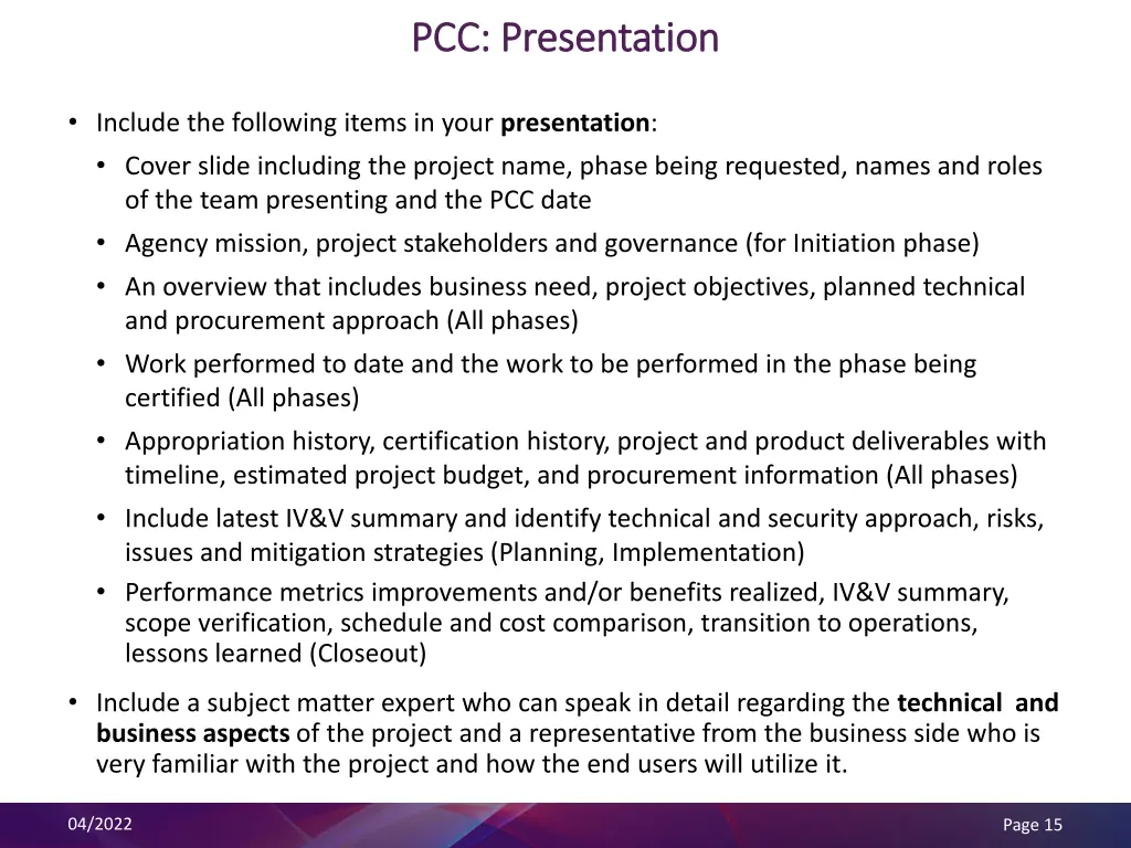 pcc presentation pcc presentation