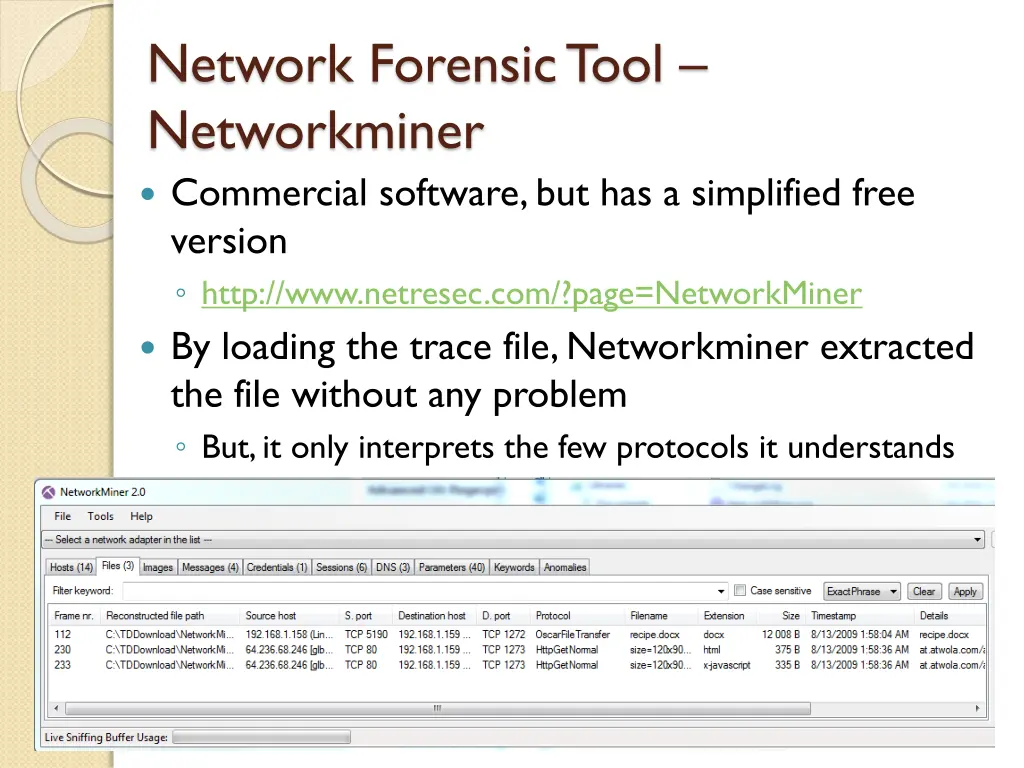 network forensic tool networkminer commercial