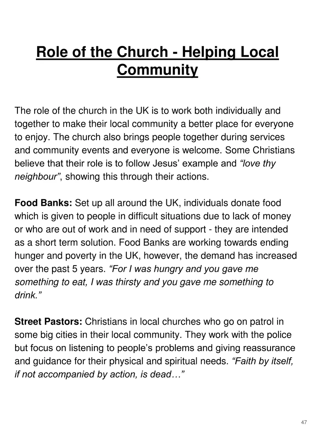 role of the church helping local community