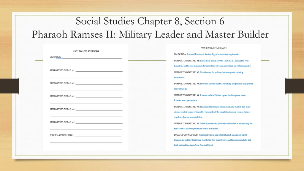 social studies chapter 8 section 6 pharaoh ramses 1